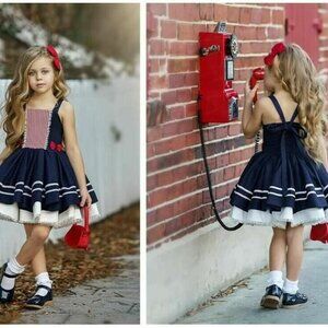 Dollcake Forget Me Not Dress Girls Size 8 Red White Blue NWOT